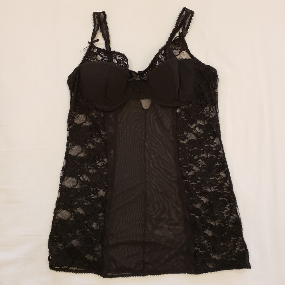 Rampage Intimates Floral Lace Teddy Baby Doll 1X